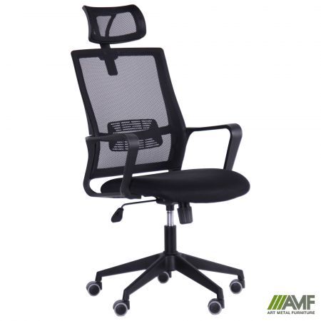 Офісне крісло AMF Matrix HR сиденье А-1/спинка сітка чорна Зображення
