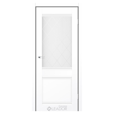 Межкомнатные двери Leador Express Atlantic - 01 белый матовый + сатин + ромб Изображение