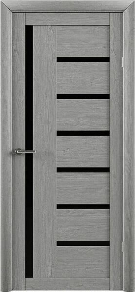 Двері Albero, колекція Trendoors, мода Bianca, колір ясен димчастий скло чорне Зображення